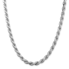 Sterling Silver 6.5mm Diamond-Cut Rope Chain Necklace 1