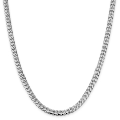 Sterling Silver 6mm Domed Curb Side Diamond-Cut Chain Necklace 1