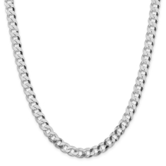 Sterling Silver 8.5mm Beveled Curb Chain Necklace 1