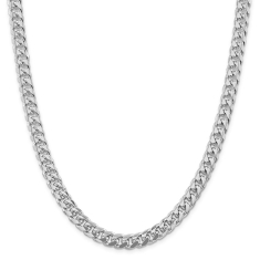 Sterling Silver 8.5mm Domed Curb Side Diamond-Cut Chain Necklace 1