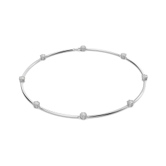 Swarovski Crystal and Zirconia Constella Rhodium-Plated Station Necklace, Short