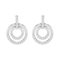 Swarovski Crystal Medium White Rhodium-Plated Circle Earrings
