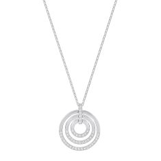 Swarovski Crystal Medium White Rhodium-Plated Circle Pendant Necklace