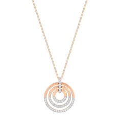 Swarovski Crystal Medium White Rose Gold-Plated Circle Pendant Necklace
