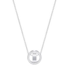Swarovski Crystal Small White Rhodium-Plated Hollow Pendant Necklace