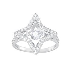 Swarovski Crystal White Rhodium-Plated Sparkling Dance Star Ring - Size 8