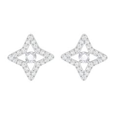 Swarovski Crystal White Rhodium-Plated Sparkling Dance Star Stud Earrings