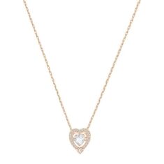 Swarovski Jewelry Rose-Gold Tone White Sparkling Dance Heart Necklace