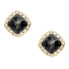 Tacori 18k925 Rutilated Quartz Over Black Onyx Earrings
