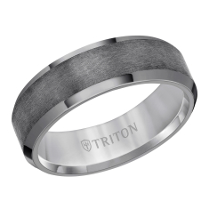 TRITON Tantalum Vertical Satin Finish Bevel Edge Comfort Fit Wedding Band 7mm 1