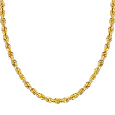 Yellow Gold Hollow Light Rope Chain Necklace | 2.9mm 1