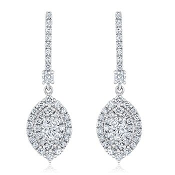 3/4ctw Marquise Diamond Composite White Gold Drop Earrings
