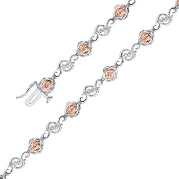 Enchanted Disney Fine Jewelry Belle’s Rose Two-Tone Bracelet 1/6ctw
