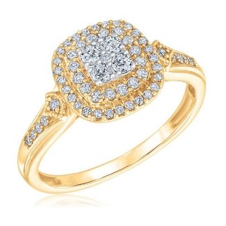 Ellaura Glow Diamond Cluster Engagement Ring 3/8ctw