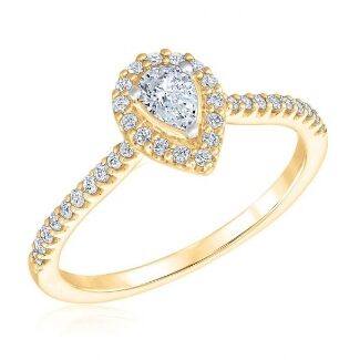 Ellaura Glow Pear Diamond Halo Engagement Ring 1/2ctw