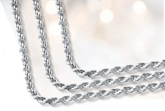 Sterling Silver Rope Chain, 2.9mm - 22 Inches