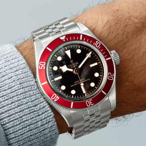 TUDOR Black Bay Black Dial Burgundy Bezel Stainless Steel Watch 