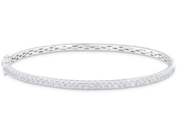 Single Row Round Diamond Bangle Bracelet 1ctw