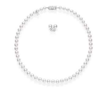 MIKIMOTO Akoya Cultured Pearl Necklace and Earring Set