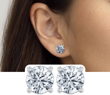 1 1/2 Diamond Solitaire Stud Earrings