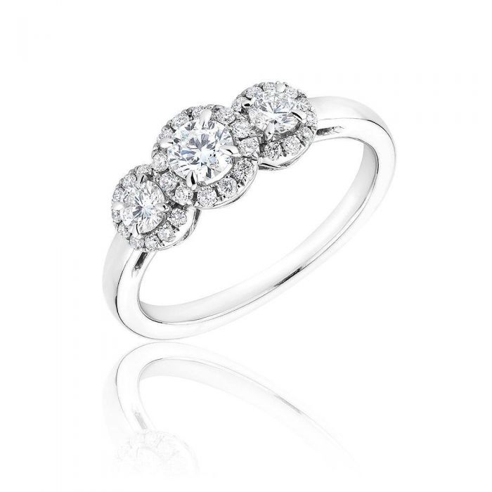 Forevermark Center of My Universe Three Diamond Halo Engagement Ring 5/8ctw
