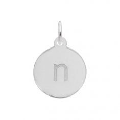 Sterling Silver Petite Block Initial Disc Charm - Lowercase Letter n