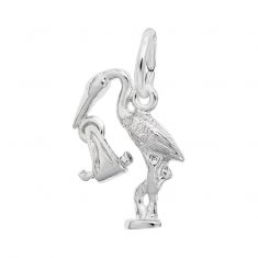 Sterling Silver Stork and Baby Charm