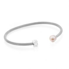 TOUS Bear and Pearl Mesh Cuff Bracelet