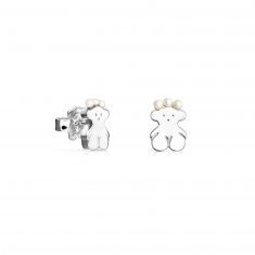 TOUS Real Sisy Sterling Silver and Freshwater Cultured Pearl Bear Earrings
