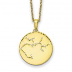 Yellow Gold and Diamond Sagittarius Zodiac Pendant and Chain Necklace 1/15ctw